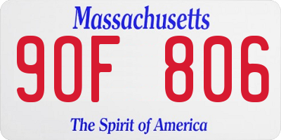 MA license plate 9OF806