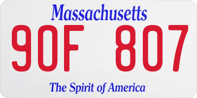 MA license plate 9OF807