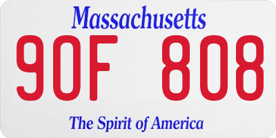 MA license plate 9OF808