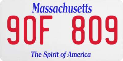 MA license plate 9OF809