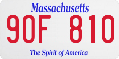 MA license plate 9OF810