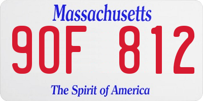 MA license plate 9OF812