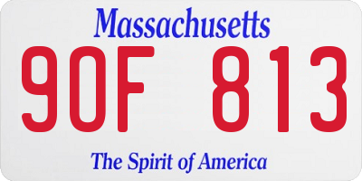 MA license plate 9OF813