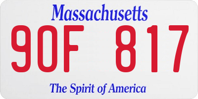 MA license plate 9OF817