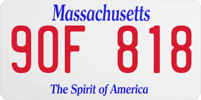 MA license plate 9OF818