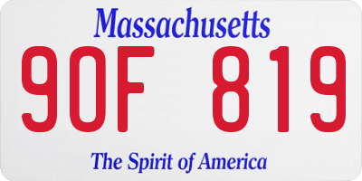 MA license plate 9OF819