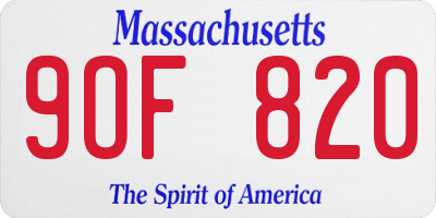 MA license plate 9OF820