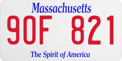 MA license plate 9OF821