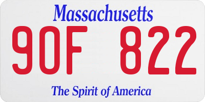 MA license plate 9OF822