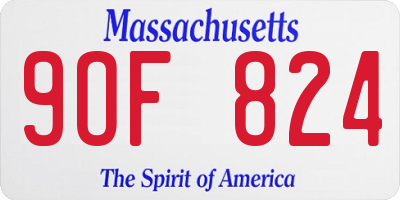 MA license plate 9OF824