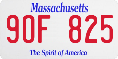 MA license plate 9OF825