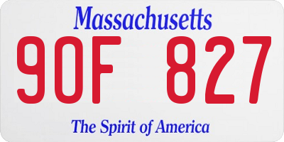 MA license plate 9OF827