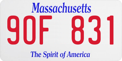 MA license plate 9OF831
