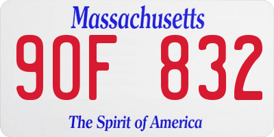 MA license plate 9OF832