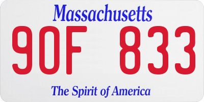 MA license plate 9OF833