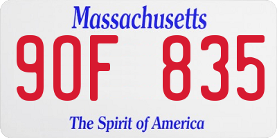 MA license plate 9OF835