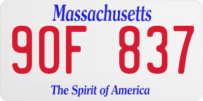 MA license plate 9OF837