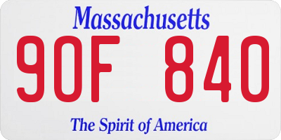 MA license plate 9OF840
