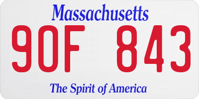 MA license plate 9OF843