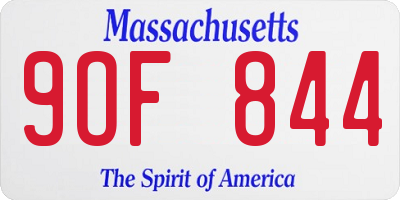 MA license plate 9OF844