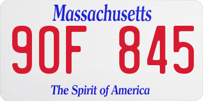 MA license plate 9OF845