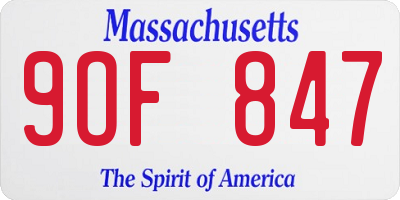 MA license plate 9OF847