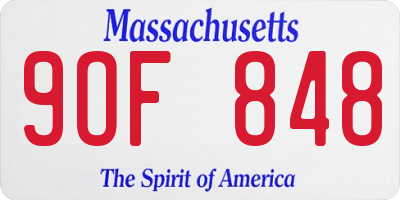 MA license plate 9OF848