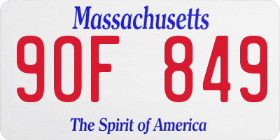 MA license plate 9OF849