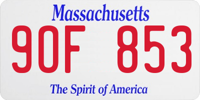 MA license plate 9OF853