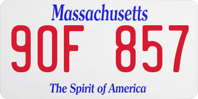MA license plate 9OF857
