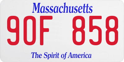 MA license plate 9OF858