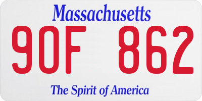 MA license plate 9OF862