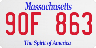 MA license plate 9OF863