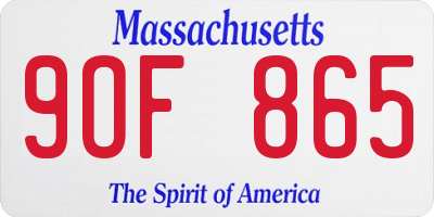 MA license plate 9OF865