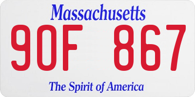 MA license plate 9OF867