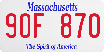 MA license plate 9OF870
