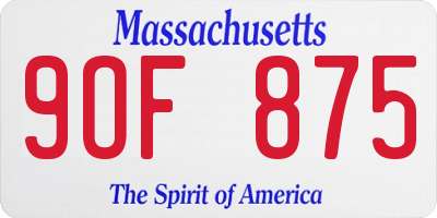 MA license plate 9OF875