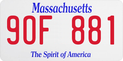 MA license plate 9OF881