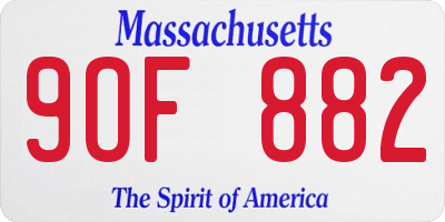 MA license plate 9OF882