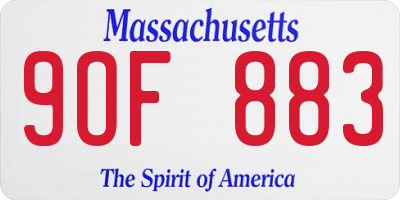 MA license plate 9OF883