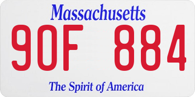 MA license plate 9OF884