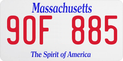 MA license plate 9OF885