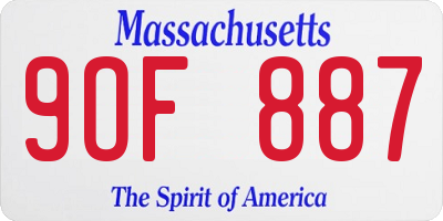 MA license plate 9OF887