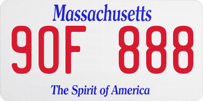 MA license plate 9OF888
