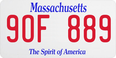 MA license plate 9OF889