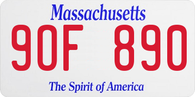 MA license plate 9OF890