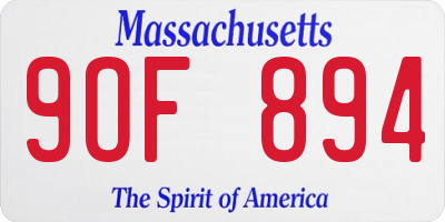 MA license plate 9OF894