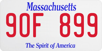 MA license plate 9OF899