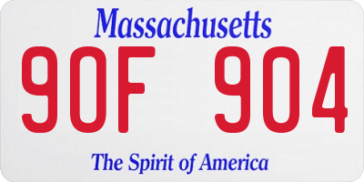 MA license plate 9OF904