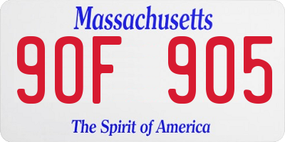 MA license plate 9OF905